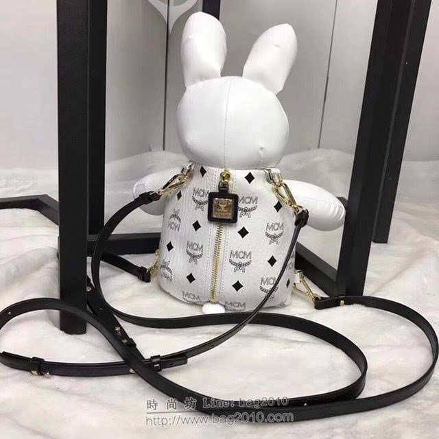 MCM雙肩背包 原單 2197 2018款 吉祥物小兔子 Visetos印花塗層帆布 MCM單肩斜挎女包  mdmc1069